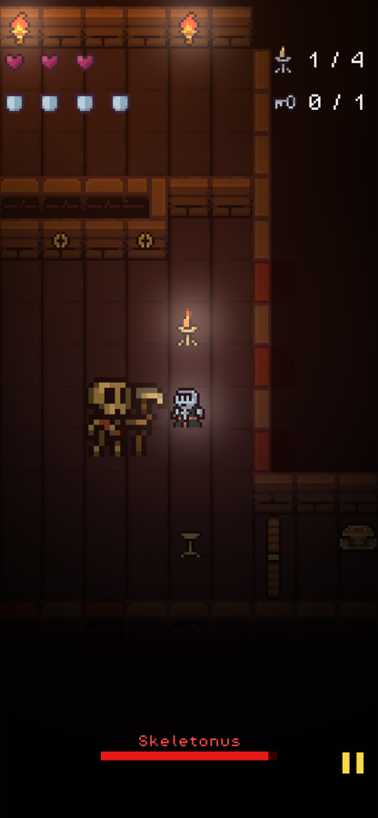 Light Ahead boss fight against Skeletonus, a giant skeleton, with the boss health bar across the bottom