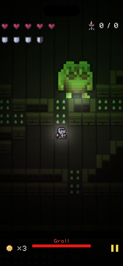 Light Ahead final boss: Groll, a huge green troll filling the sealed arena on level 40